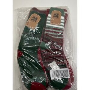 Muk Luks 4 Pair Holiday Cabin Socks Red Green Snowflake Fair Isle One Size NEW